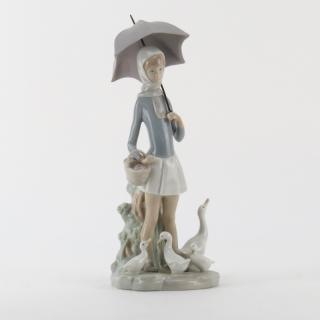 Appraisal: Lladro Girl with Umbrella Porcelain Figurine Stamped on underside Good