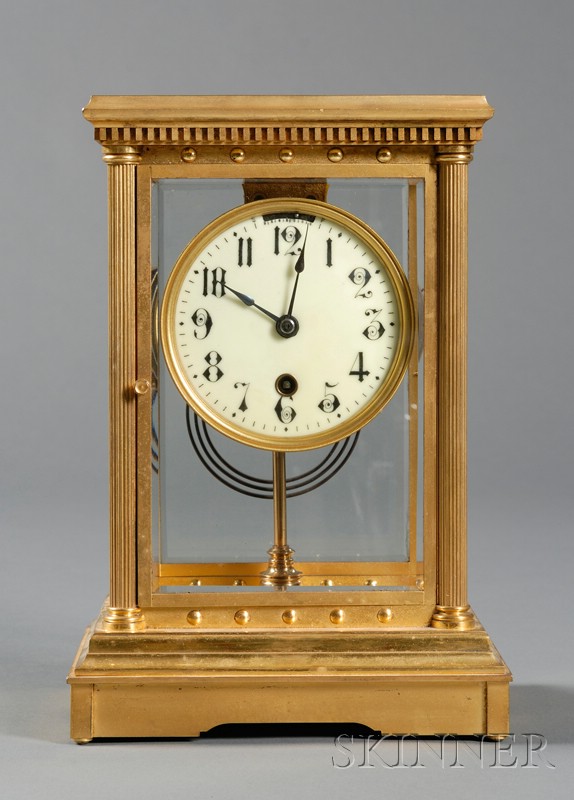 Appraisal: Tandem-wind Crystal Regulator by Boston Clock Company Boston gilt-brass case