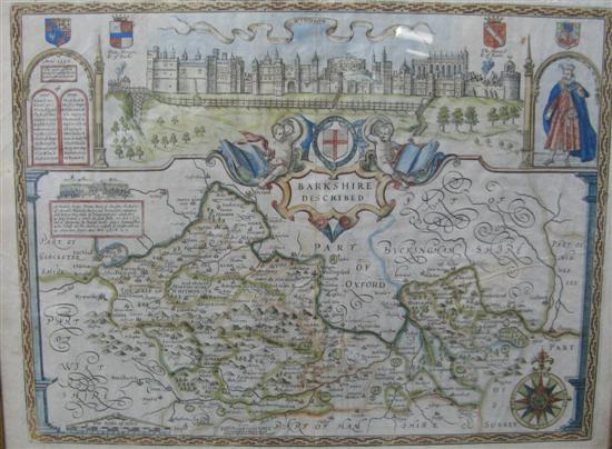 Appraisal: John Speed Hand coloured engraved map of Barkshire With Royal