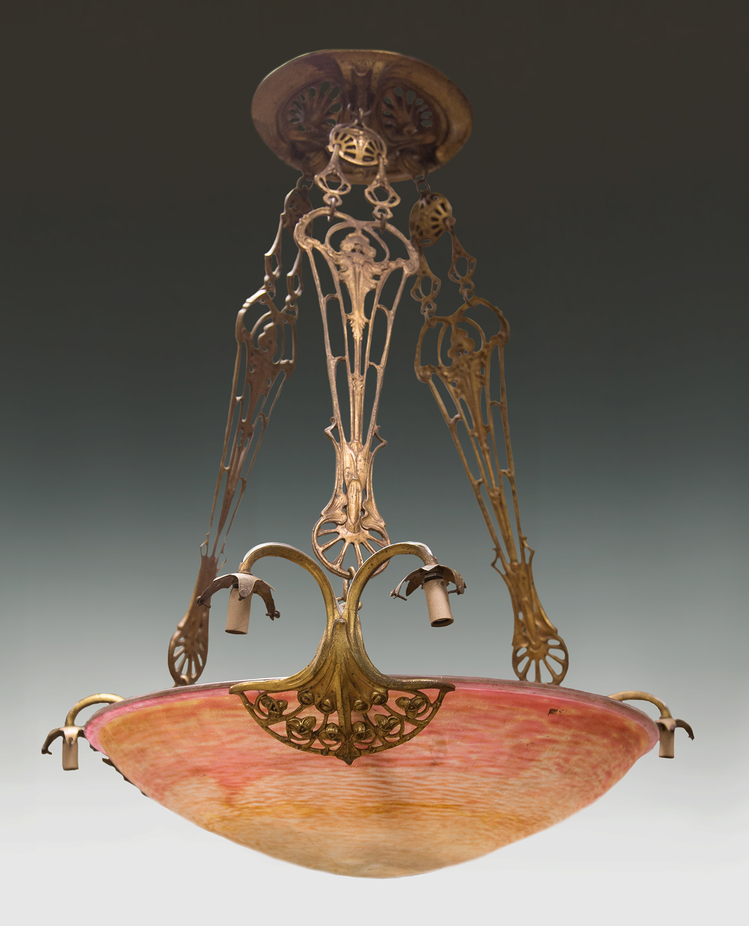 Appraisal: Daum Nancy Art Glass Chandelier Early th century Etched Daum