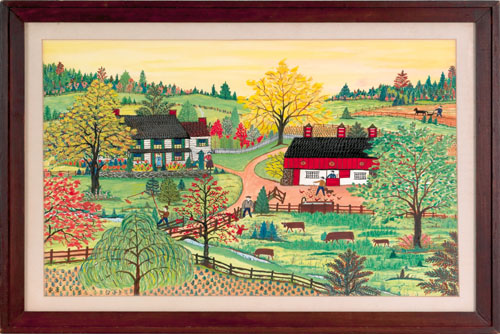 Appraisal: Hattie Klapp Brunner American - gouache farm scene signed lower