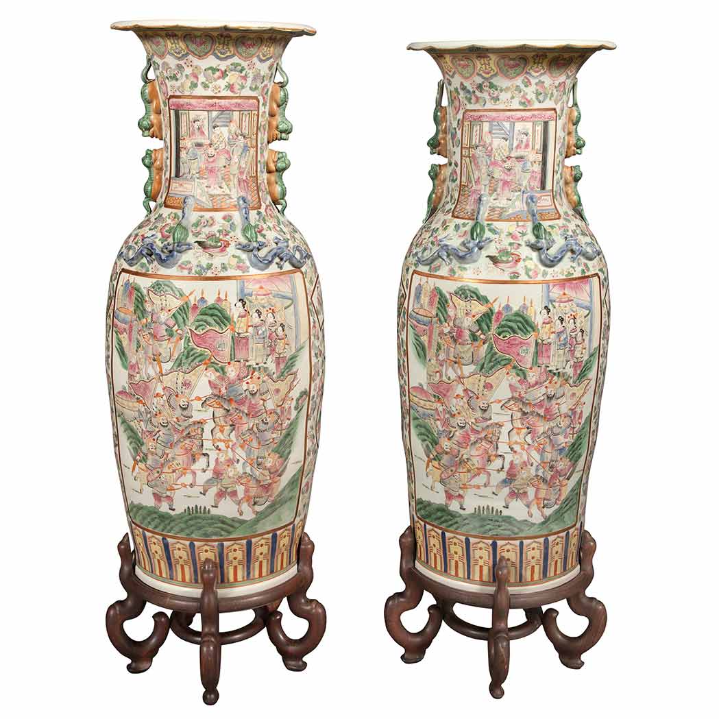 Appraisal: Companion Pair of Chinese Famille Rose Porcelain Floor Vases and