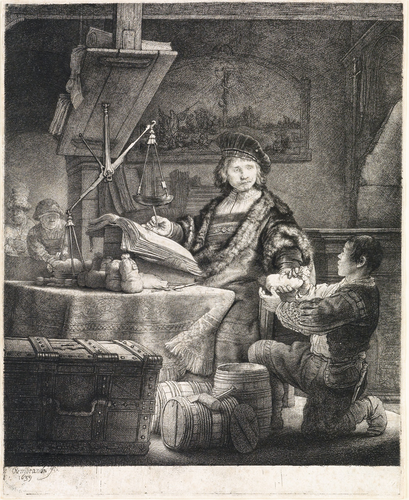 Appraisal: REMBRANDT VAN RIJN Jan Uytenbogaert The Goldweigher Etching and drypoint