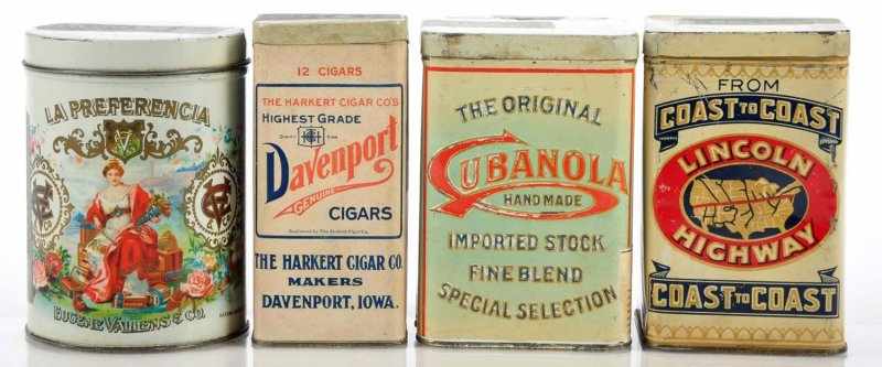 Appraisal: Lot of Cigar Tins Description Fine lot includes upright Lincoln