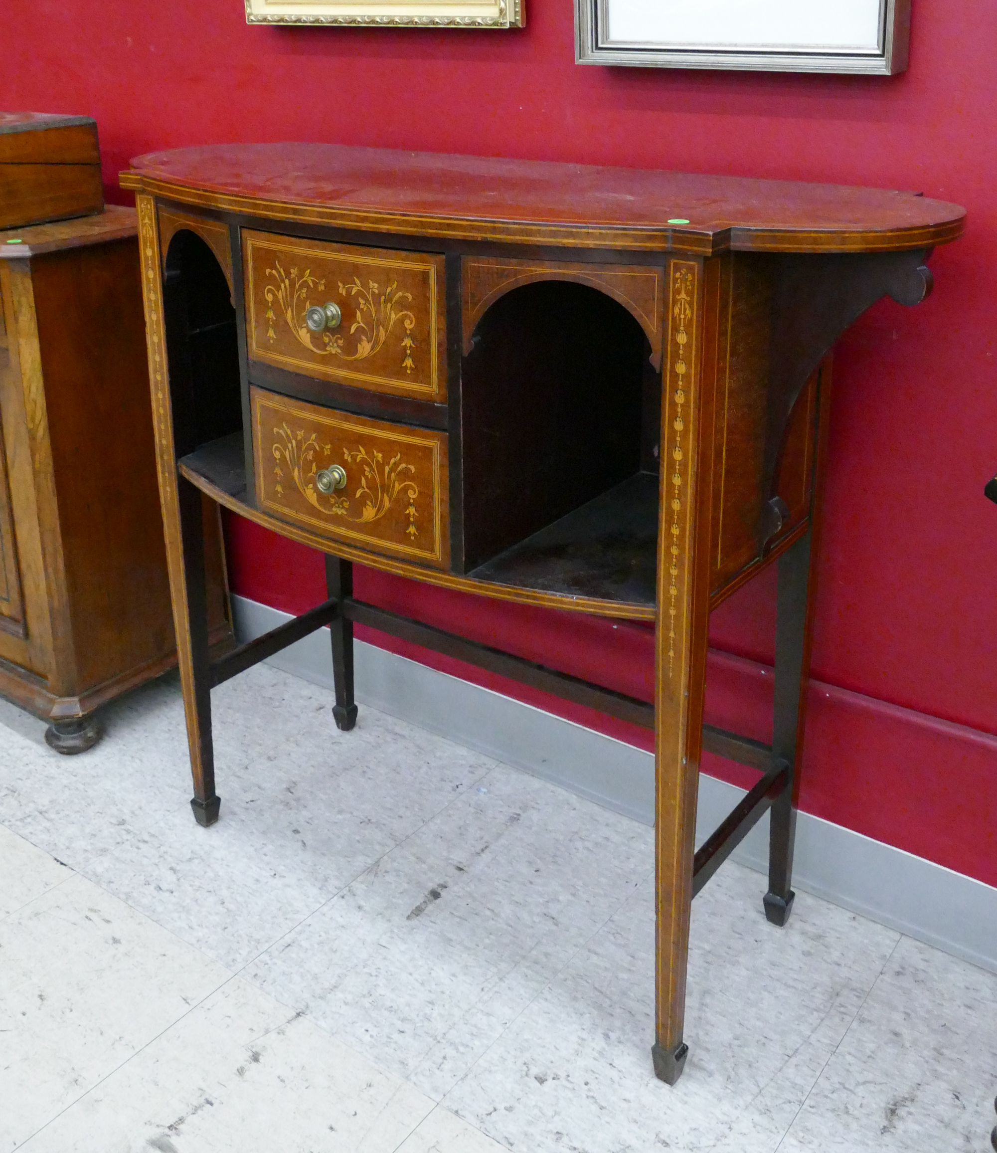 Appraisal: Ornate Italian Satin Wood Inlaid Console Table- x x ''