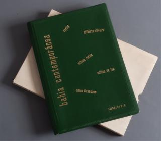 Appraisal: Bahia Conteporanea Woodcut Album Green leather binding with gilded lettering