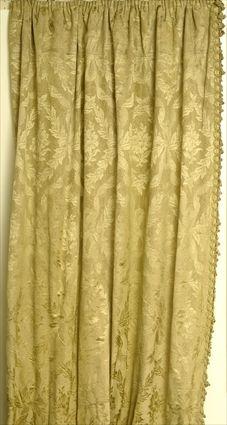 Appraisal: PAIR OF LATE VICTORIAN GOLD SILK DAMASK WINDOW CURTAINS Trimmed