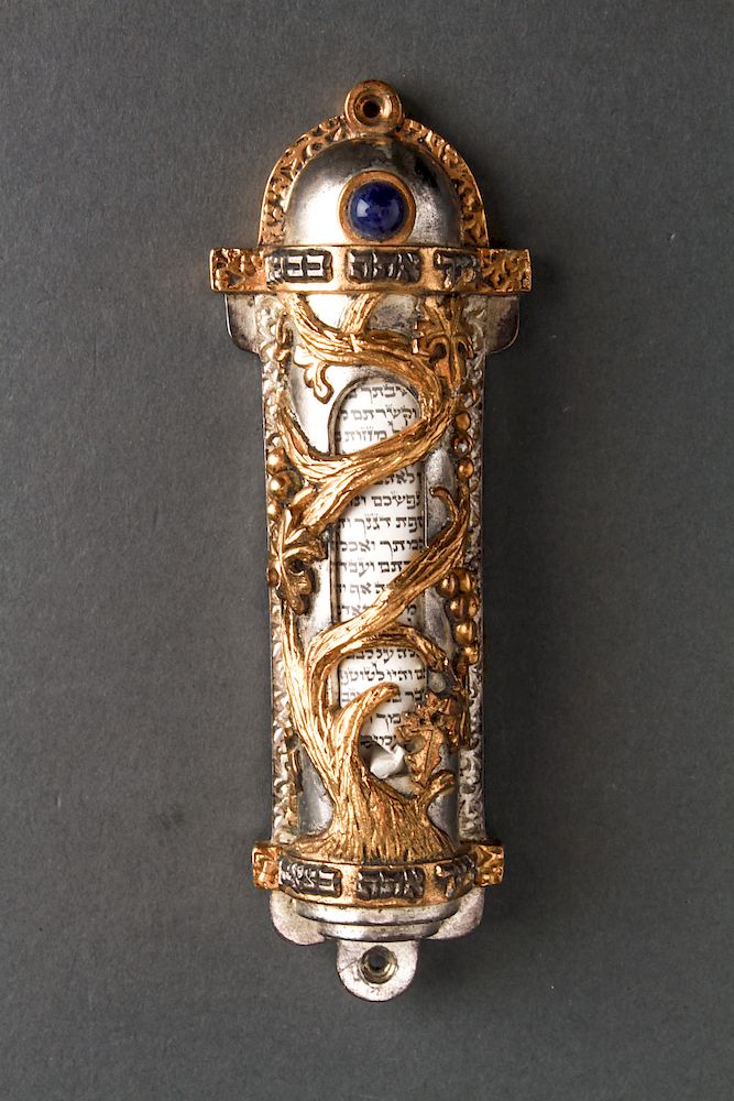 Appraisal: Judaica Mezuzah Two-Tone Metal Judaica Mezuzah two tone metal with