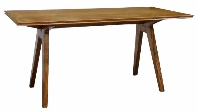 Appraisal: French mid-century modern oak dining table in the manner of