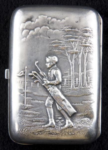 Appraisal: Sterling Silver Cigarette Case the hinged cover featuring an Edwardian