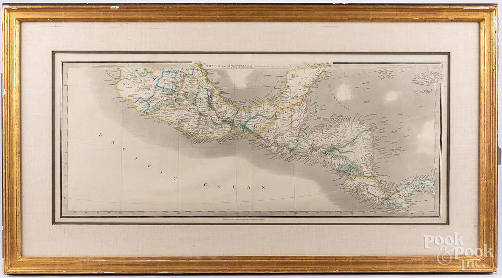 Appraisal: Engraved map of Mexico and Guatemala Engraved map of Mexico