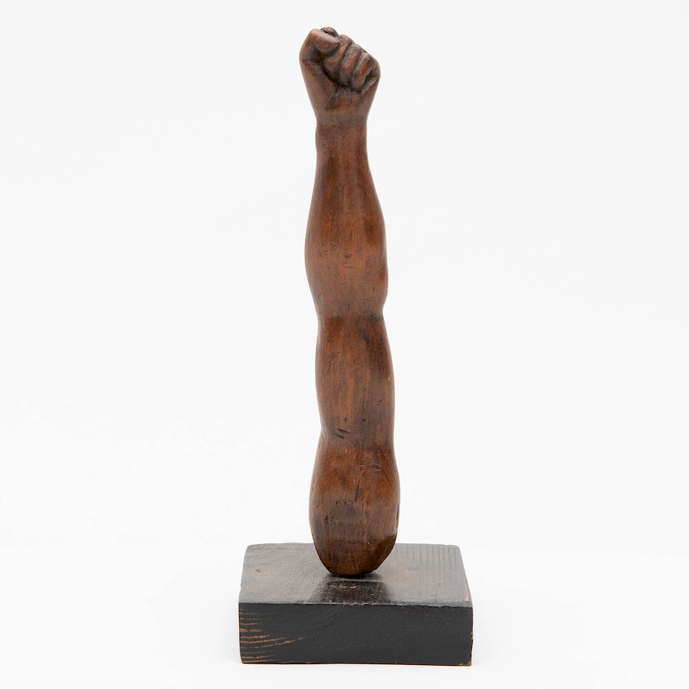 Appraisal: Carved Wood Model of a Fist On a wood base