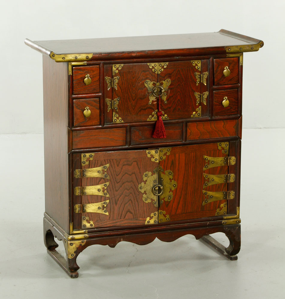 Appraisal: - Korean Wood Chest Korean wood chest with butterfly brasses