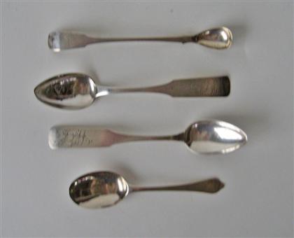 Appraisal: Early silver teaspoon circa Trefoil handle monogramed GHH marks worn