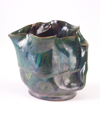 Appraisal: GEORGE OHR Pinched vessel with lobed rim covered in a