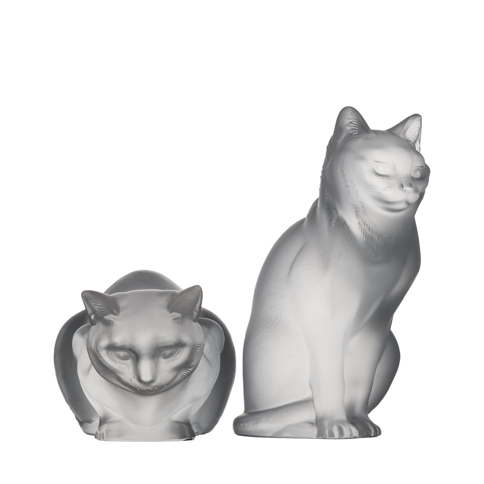 Appraisal: A PAIR OF LALIQUE FROSTED CRYSTAL CATS Sitting cat in