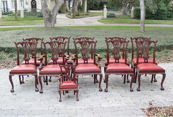 Appraisal: SET OF MAHOGANY CHIPPENDALE STYLE CLAW FOOT DINING CHAIRS Pierce