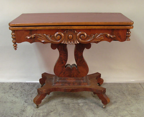 Appraisal: Empire mahogany card table th c h w