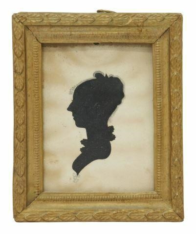 Appraisal: Framed hollow-cut portrait silhouette with black paper backing reverse inscription