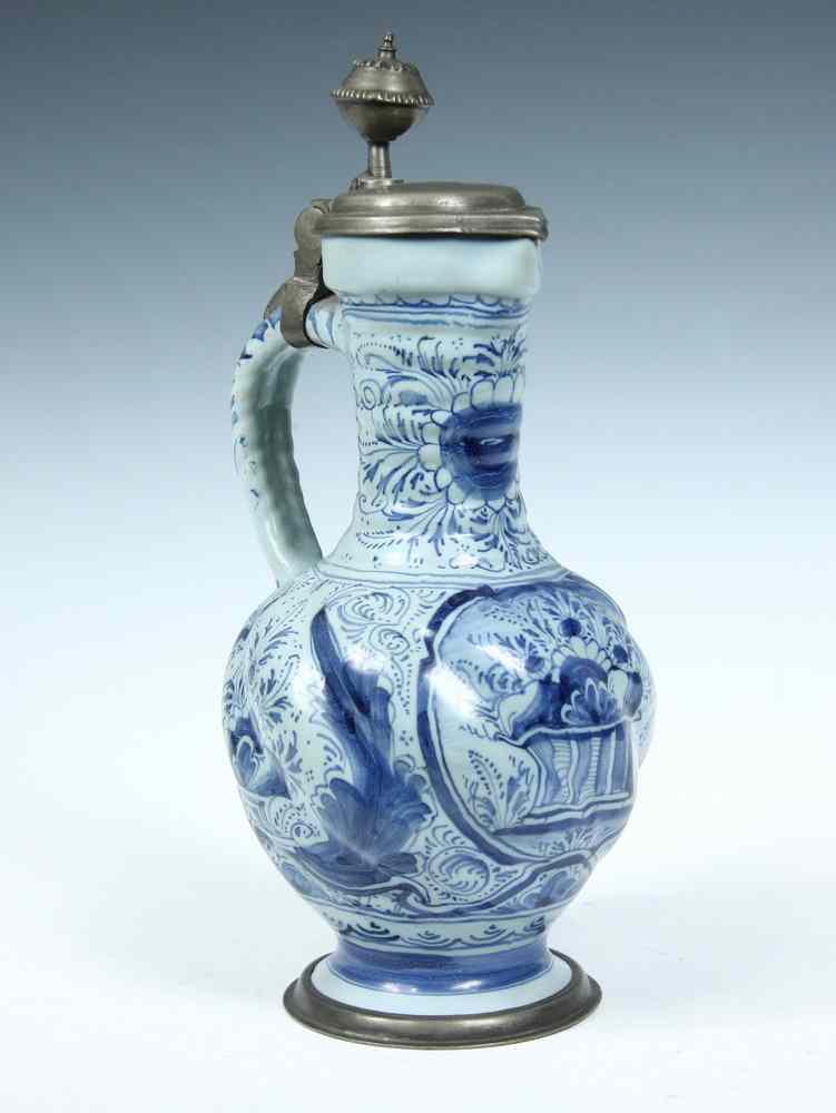 Appraisal: DELFT WINE FLAGON - th c Dutch Delft Covered Wine