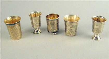 Appraisal: Group of Russian silver vodka cups late th century various