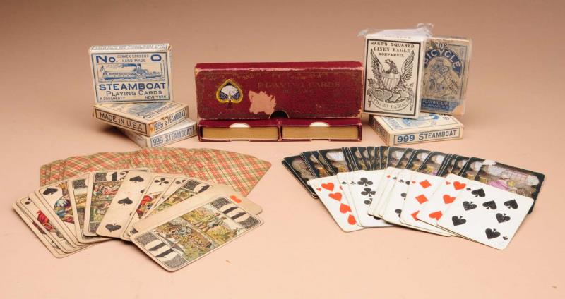 Appraisal: Lot of Playing Cards This lot includes numerous Steamboat decks