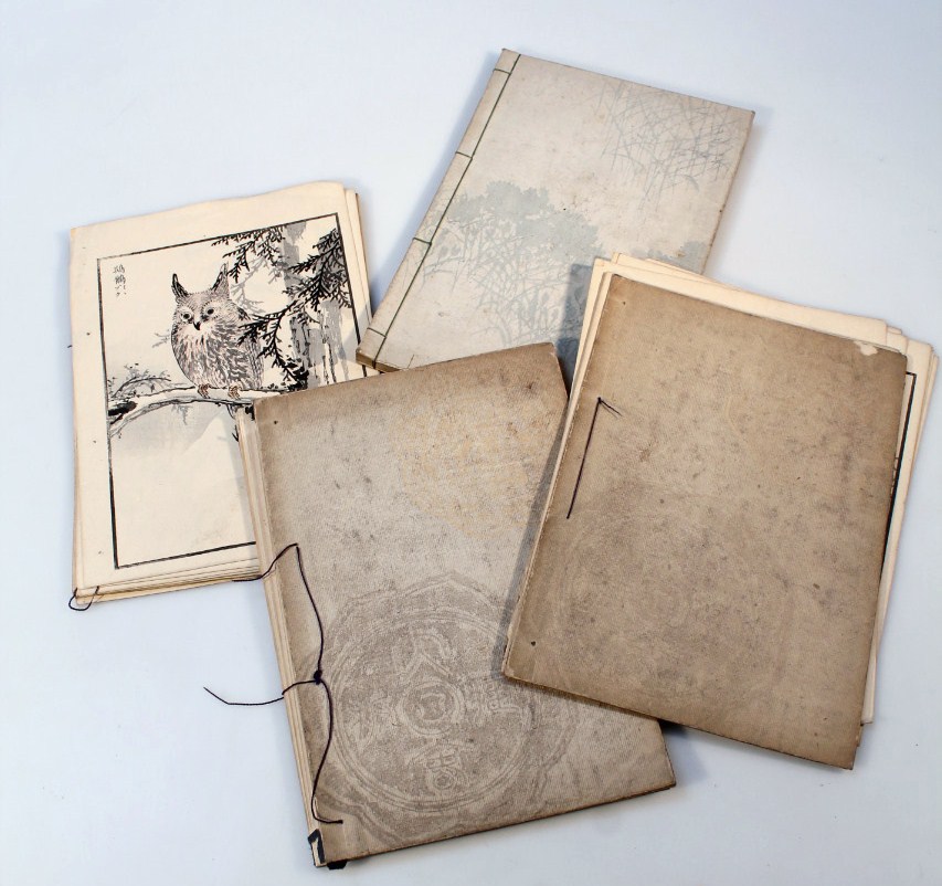 Appraisal: A quantity of bound Japanese block prints set with Japanese