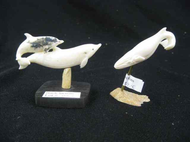 Appraisal: Ivory Carvings by Tom Watson whalecarved from walrus ivory and