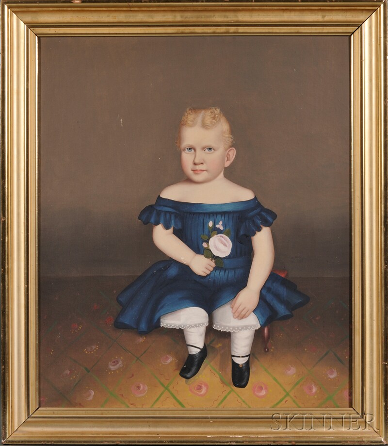 Appraisal: American School th Century Portrait of a Child Wearing a