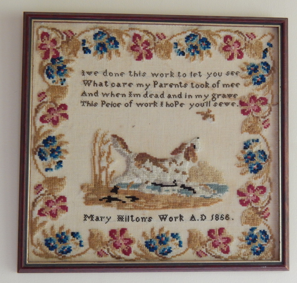 Appraisal: A Victorian pictorial and motto sampler 'I've Done This Work