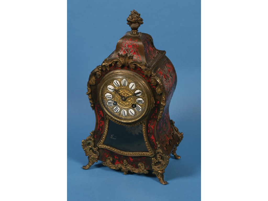 Appraisal: A LOUIS XIV STYLE BOULE MANTEL CLOCK the hourglass case