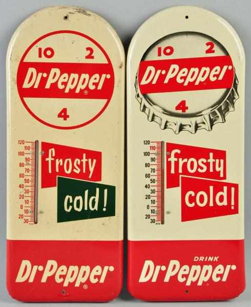 Appraisal: Lot of Tin Dr Pepper Thermometers Description Circa s Two