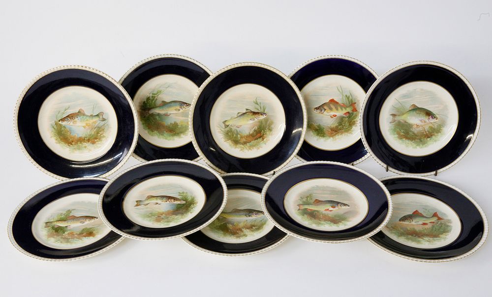 Appraisal: Set of Eleven th c Fondeville Ambassador Ware Fish Decorated