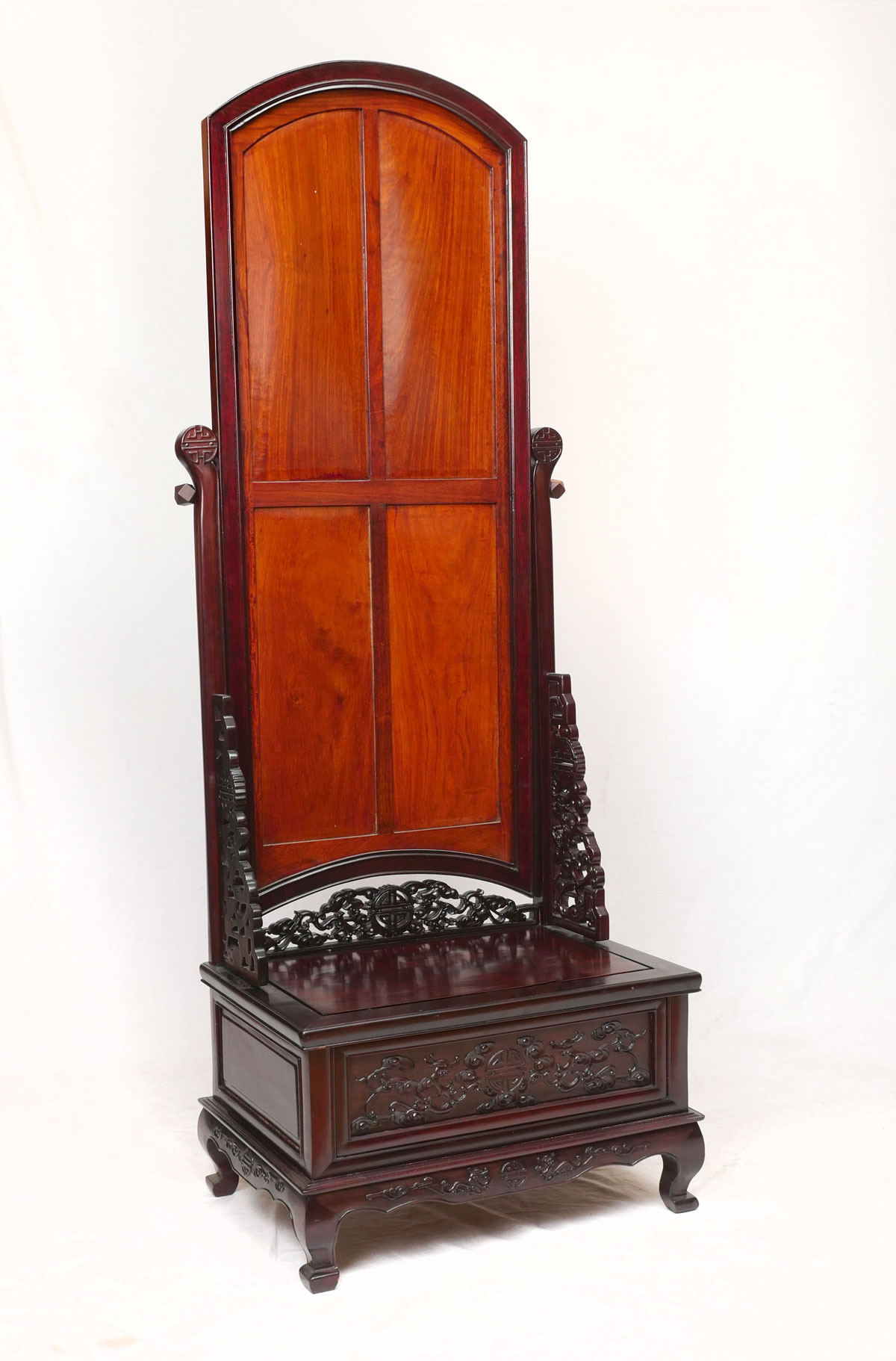 Appraisal: CHINESE CARVED DRESSING SEAT Carved Rosewood dressing stand having a