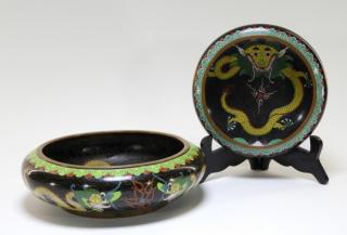 Appraisal: Chinese Cloisonne Enamel Matching Dragon Bowls CHINA EARLY TH CENTURY