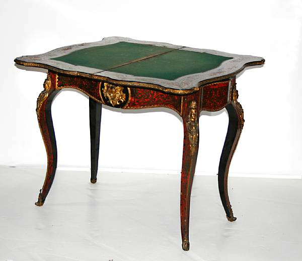 Appraisal: A Napoleon III boulle inlaid games table second half th