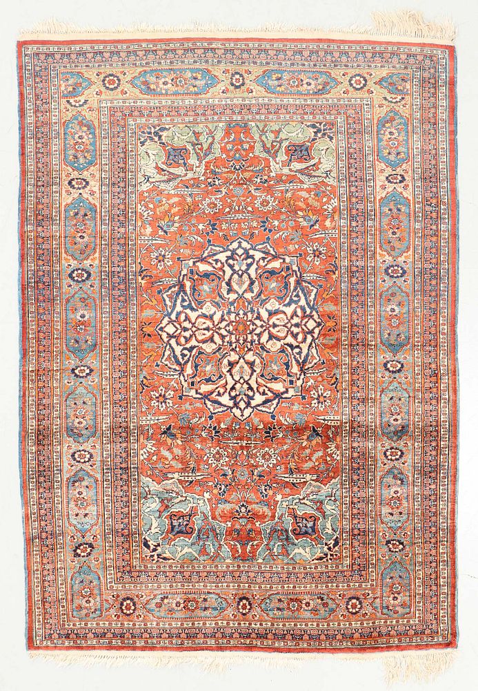 Appraisal: Antique Silk Heriz Rug Persia ' '' x ' ''