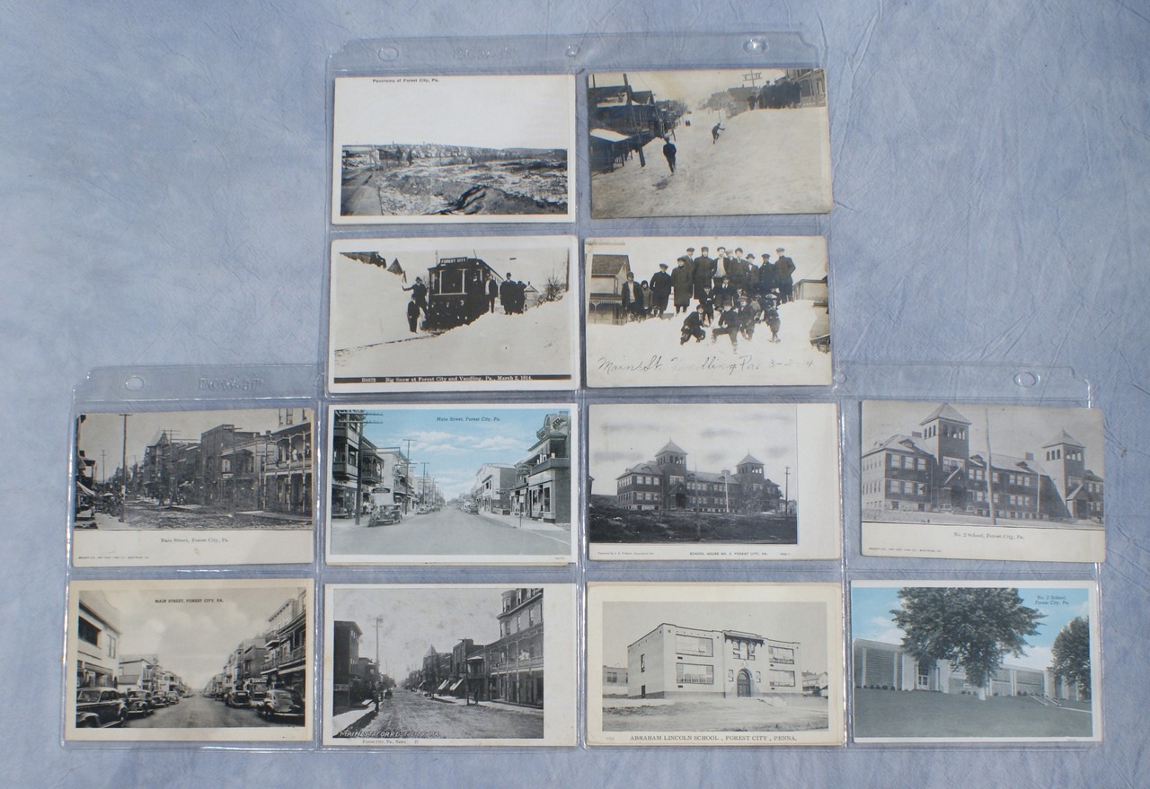 Appraisal: Forest City PA post cards pieces to include some real