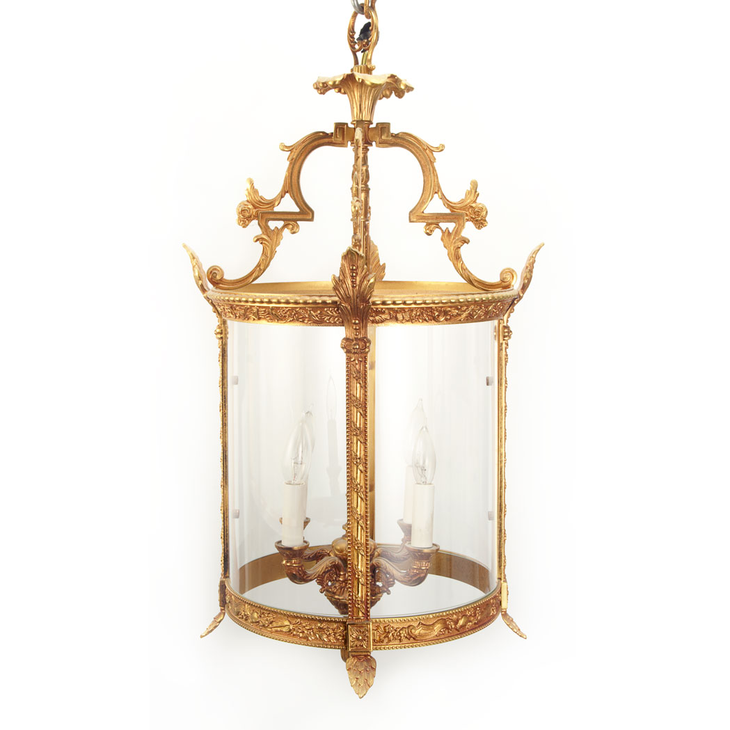 Appraisal: Empire Style Gilt-Metal and Glass Four-Light Hall Fixture Second half