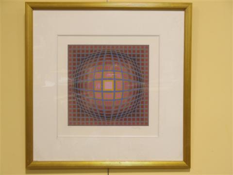 Appraisal: VICTOR VASARELY TITAN C Serigraph x in sight Framed numbered