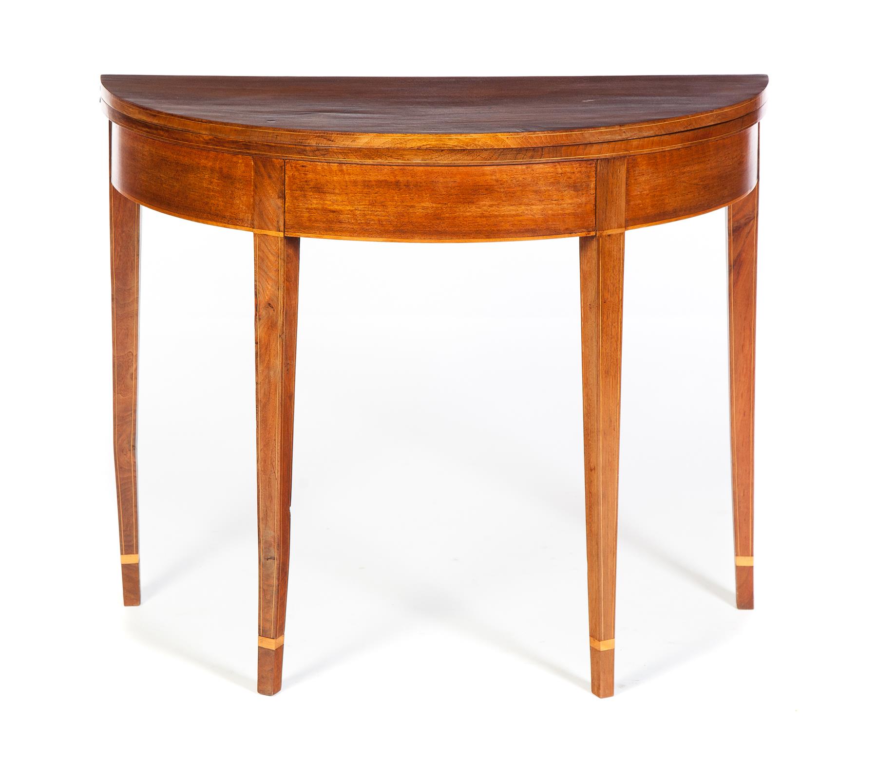 Appraisal: HEPPLEWHITE DEMILUNE CARD TABLE American st quarter- th century mahogany