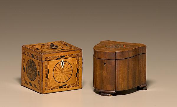 Appraisal: TUNBRIDGE TEA CADDY PLUS th century English Includes a Tunbridgeware