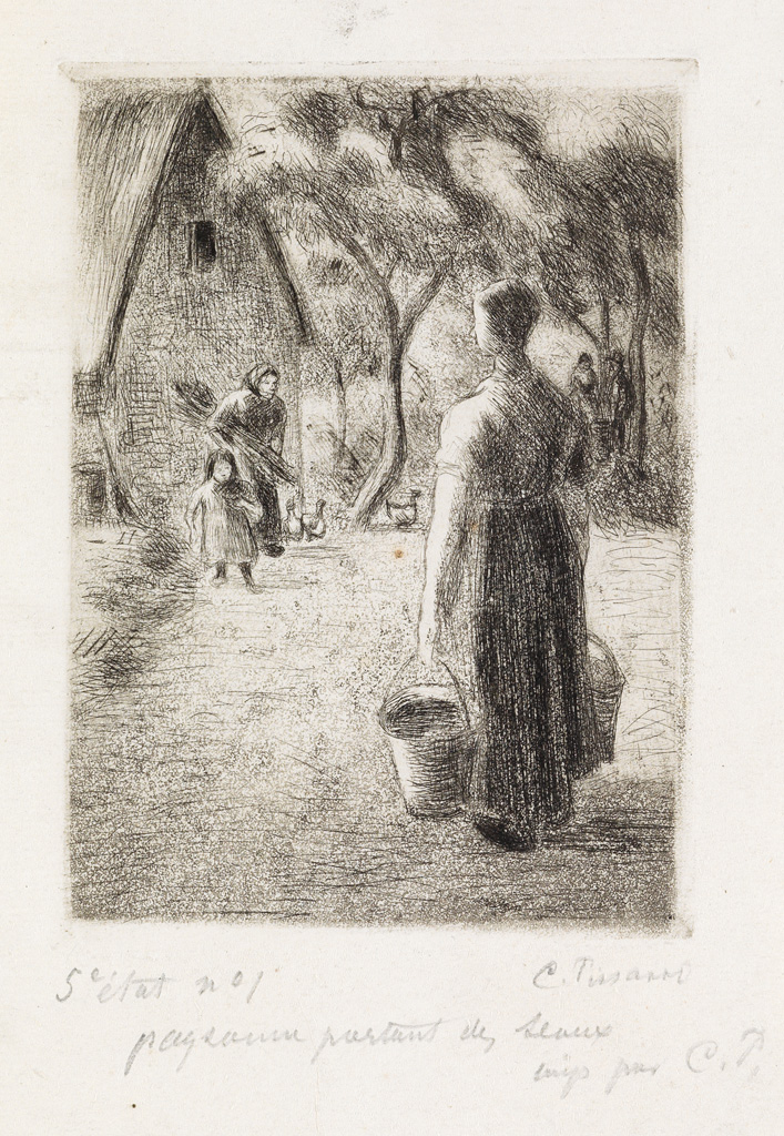 Appraisal: CAMILLE PISSARRO Paysanne portant des seaux Drypoint and aquatint printed