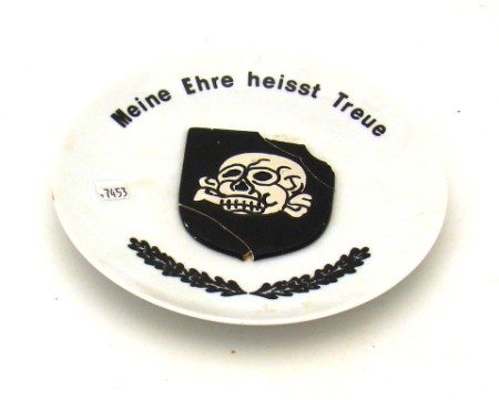 Appraisal: White porcelain plate with a depiction of an SS Panzer