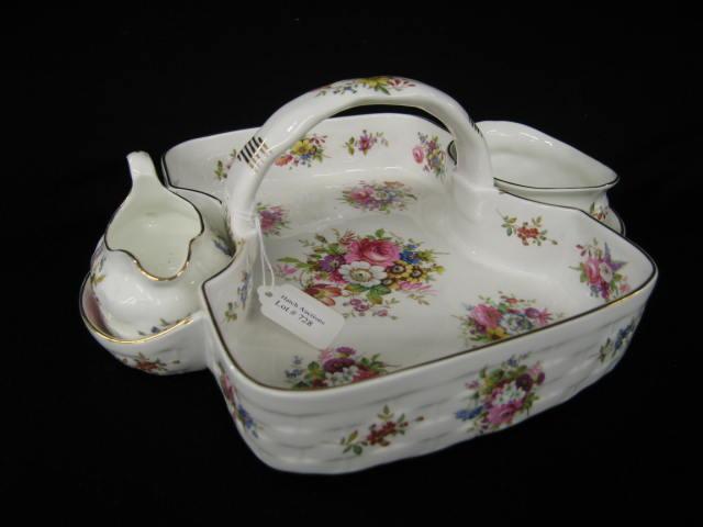 Appraisal: Hammersley Bone China Strawberry Serving Set handled basket with creamer