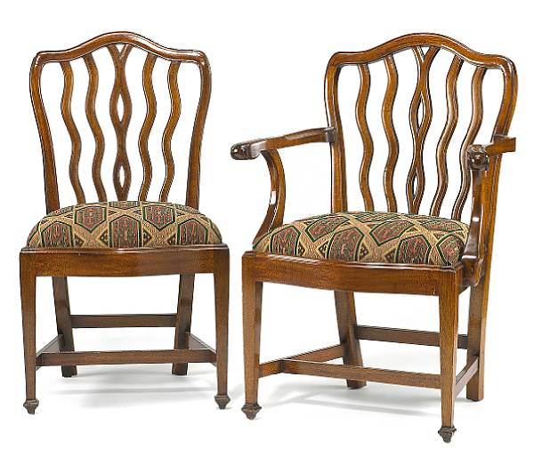 Appraisal: A set of ten George III style mahogany dining chairs