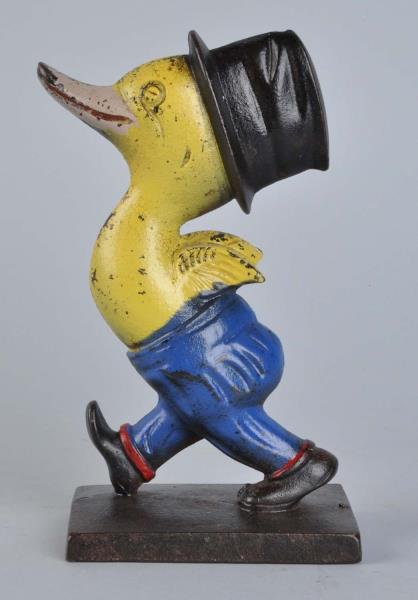 Appraisal: Cast Iron Walking Duck In Top Hat Doorstop Delightful caricature