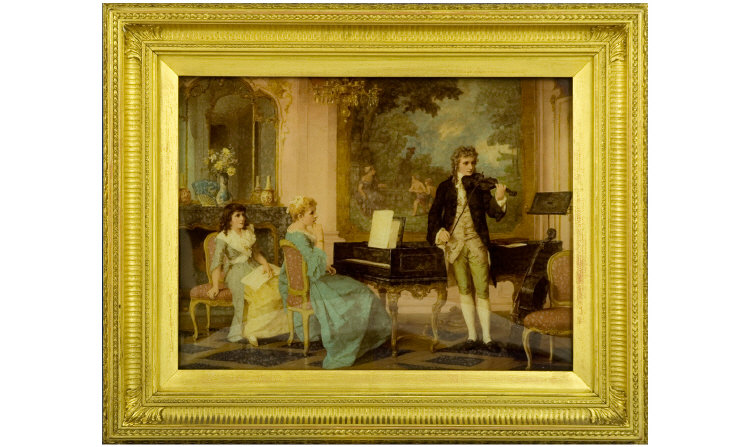 Appraisal: Framed Chrystoleum of an th Century Music Room Gentleman Playing