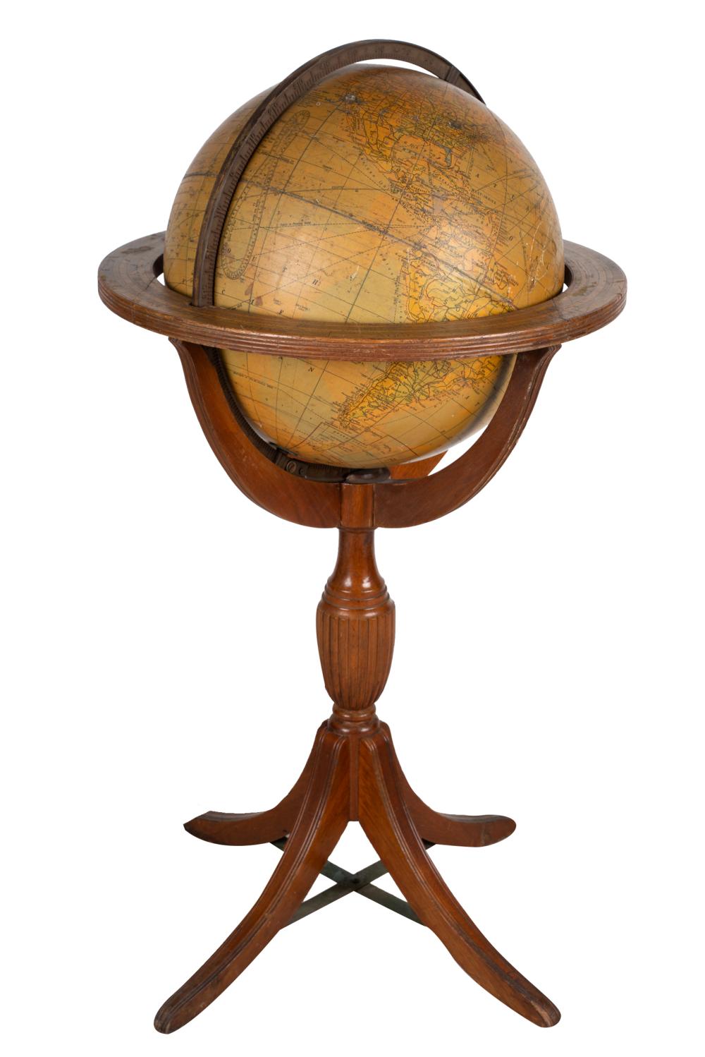 Appraisal: WORLD GLOBEmarked Cram's inch Physical Globe on wooden floor stand