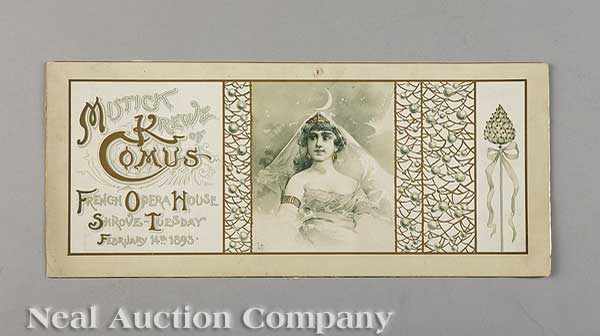 Appraisal: Mardi Gras Mistick Krewe of Comus Ball invitation February Salammbo